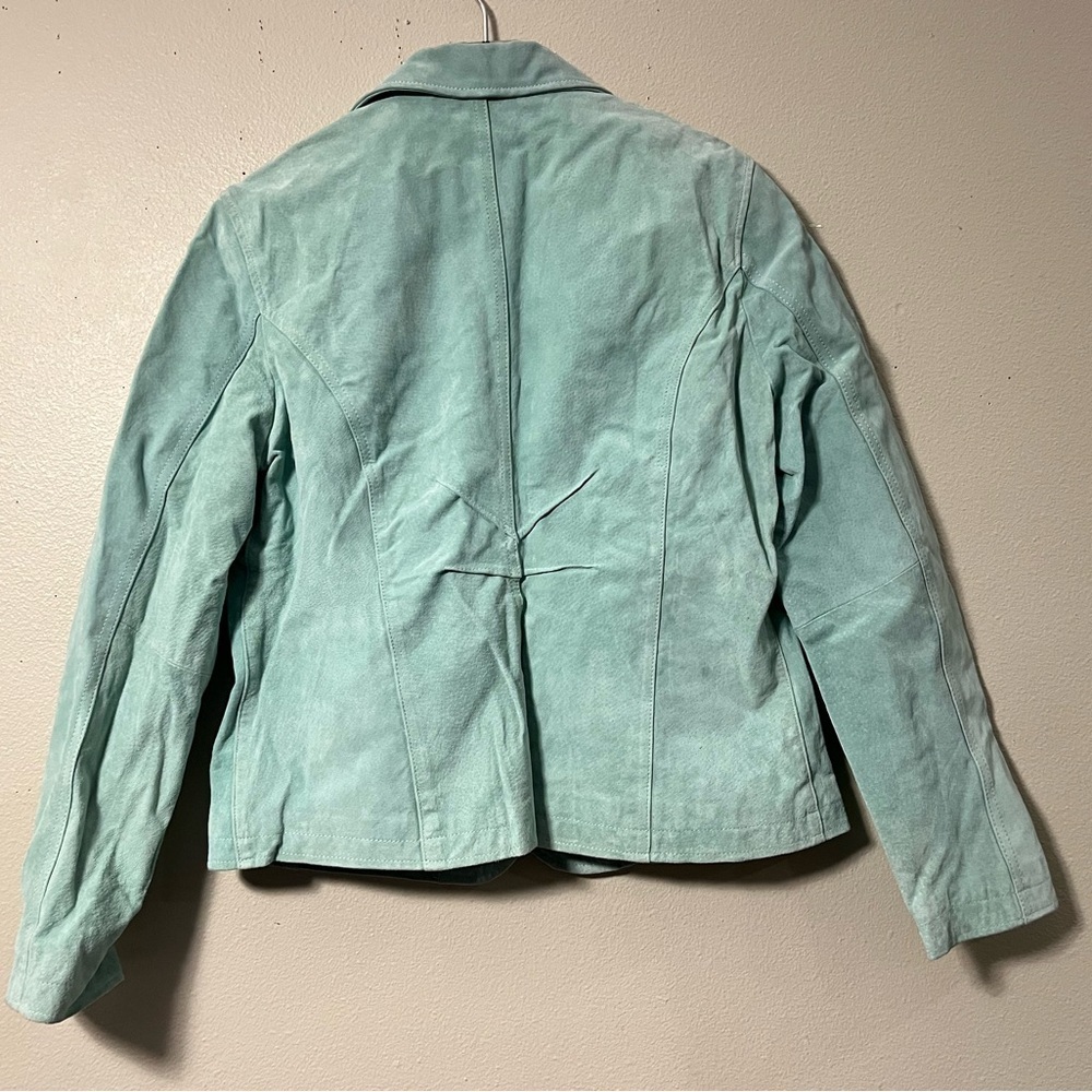 Vintage Y2K David Brooks Long Sleeve Button Front Turquoise Pig Suede Jacket XL - Picture 5 of 11